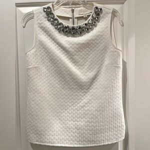 Ted Baker off-white top with beautiful rhinestone embellished neckline